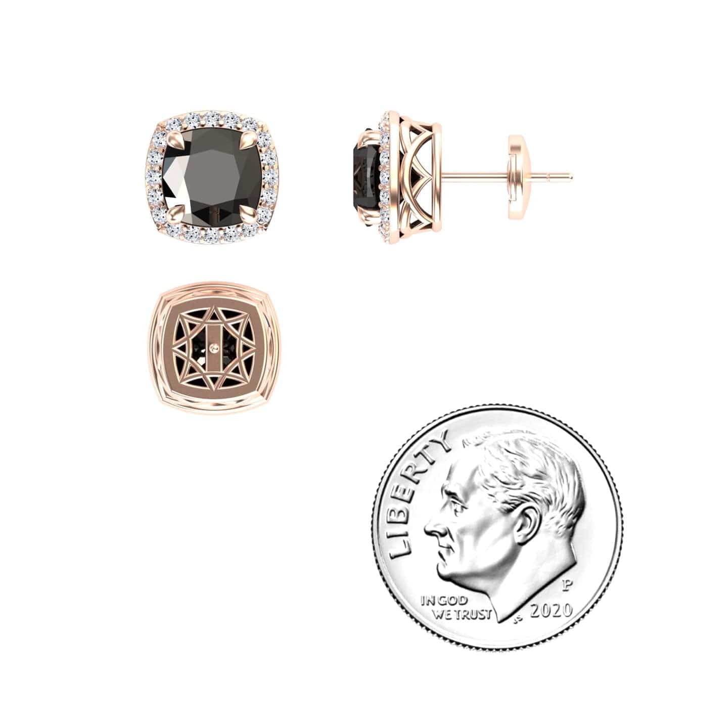 Black & White Diamond Halo Earrings - Callie