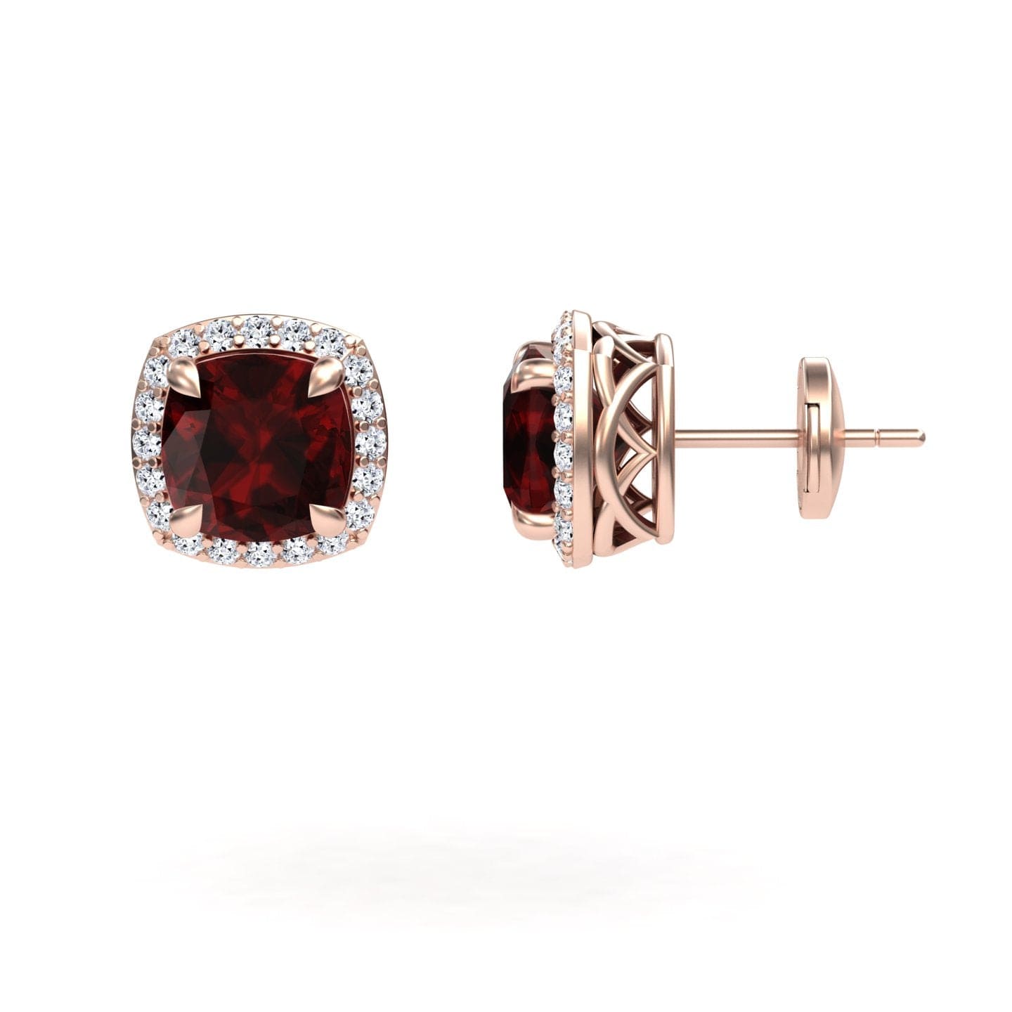Garnet & Diamond Halo Earrings - Callie