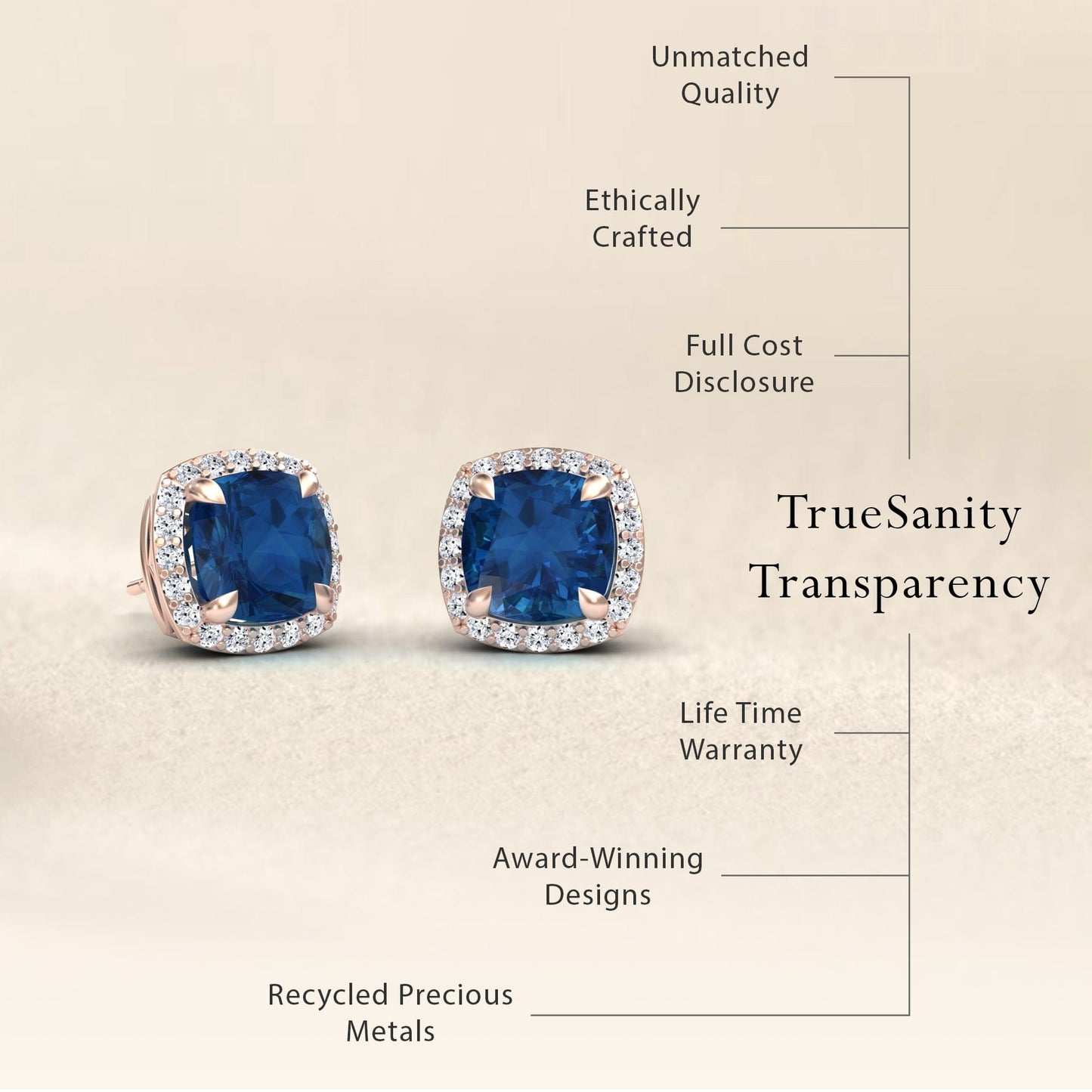 London Blue Topaz & Diamond Halo Earrings - Callie