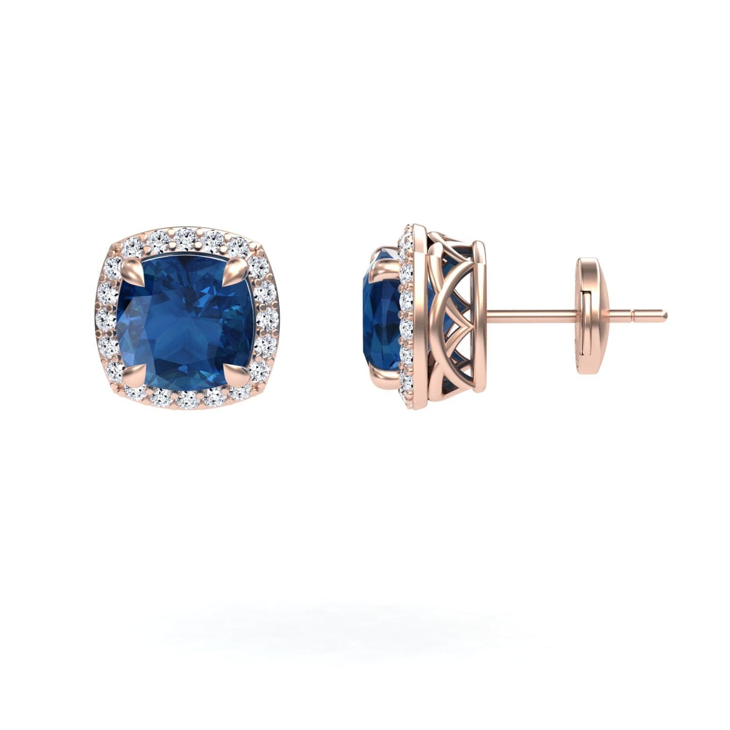 London Blue Topaz & Diamond Halo Earrings - Callie