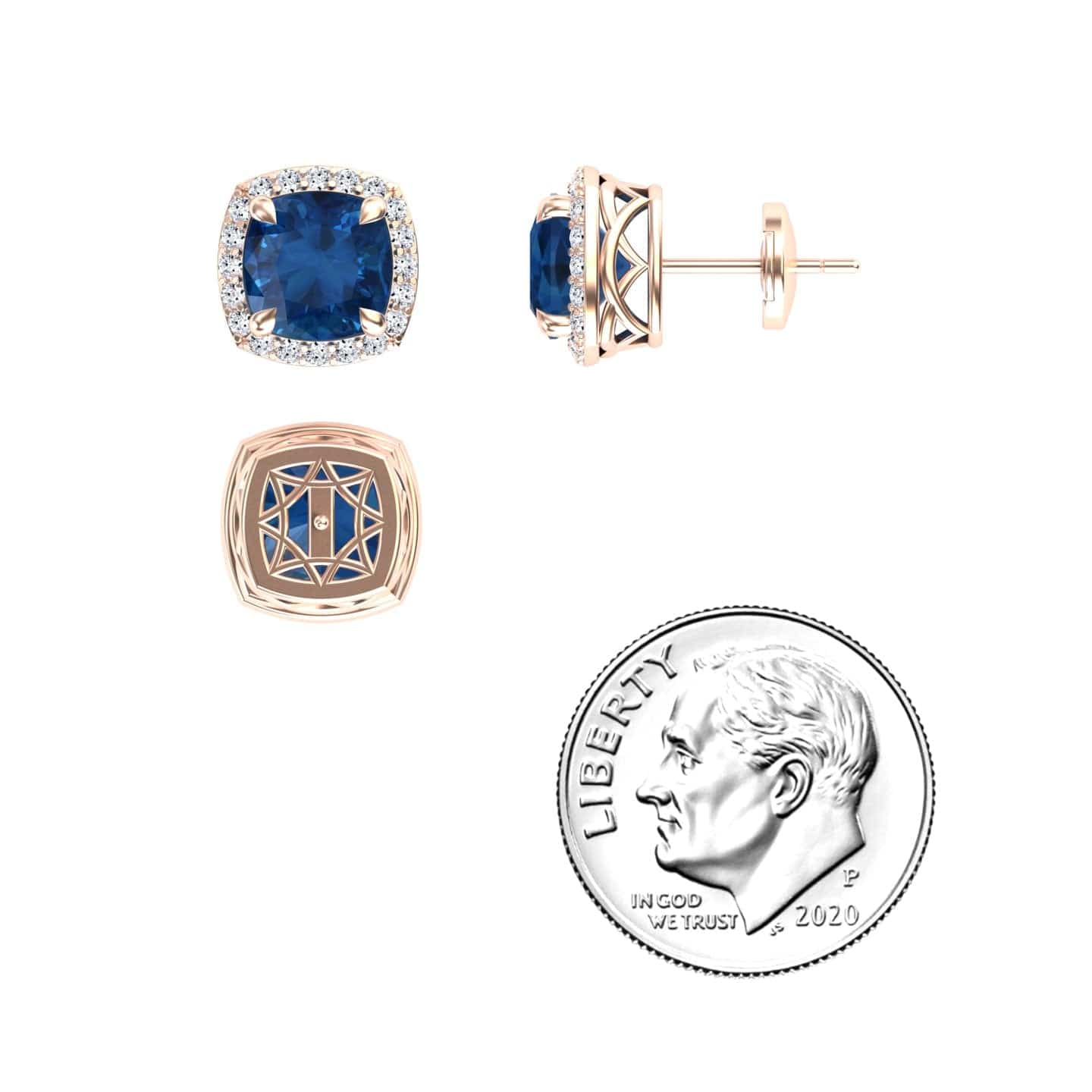 London Blue Topaz & Diamond Halo Earrings - Callie