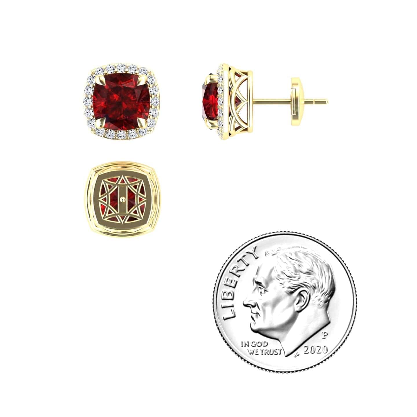Lab Grown Ruby & Diamond Halo Earrings - Callie