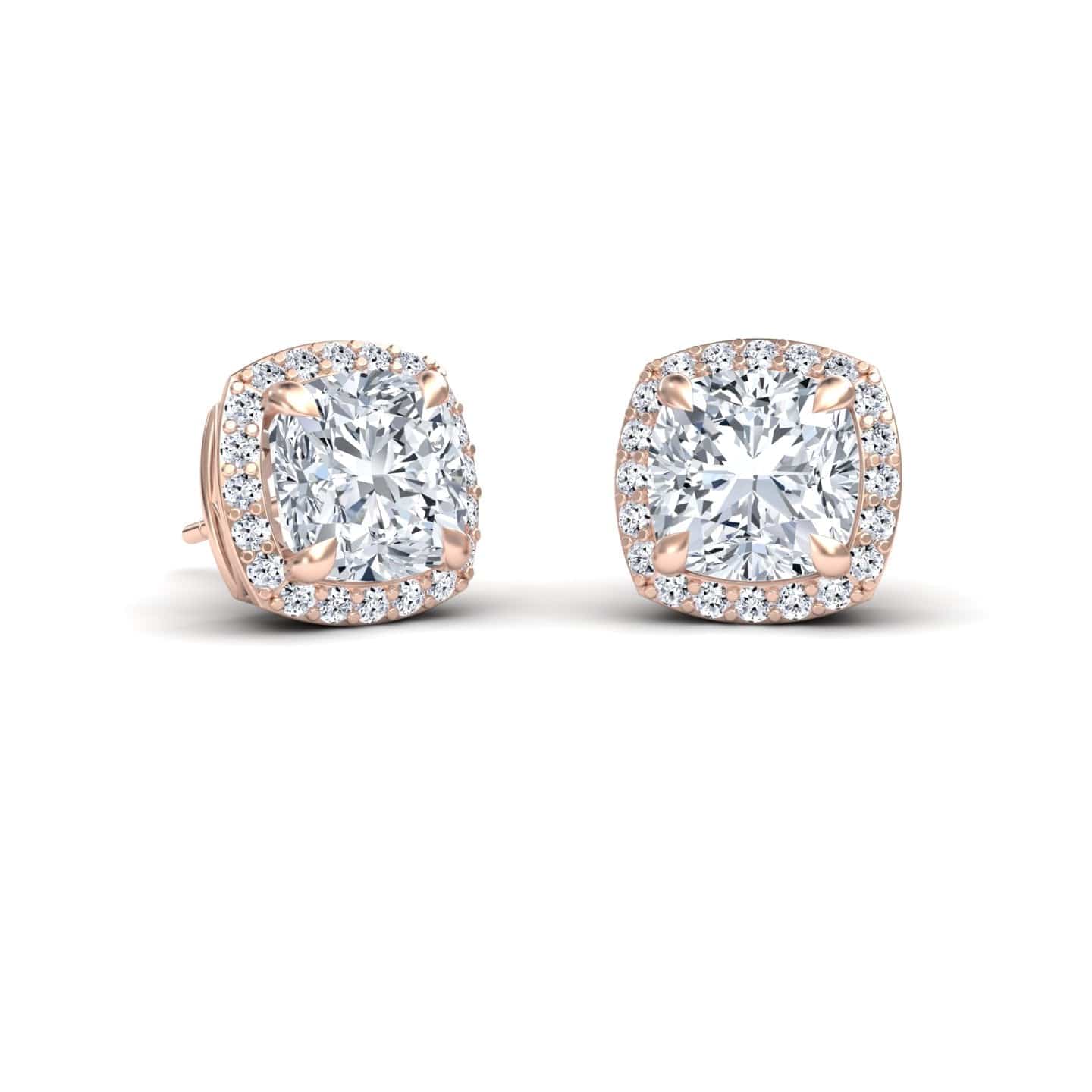 Moissanite & Diamond Halo Earrings - Callie