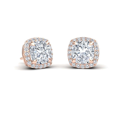 Moissanite & Diamond Halo Earrings