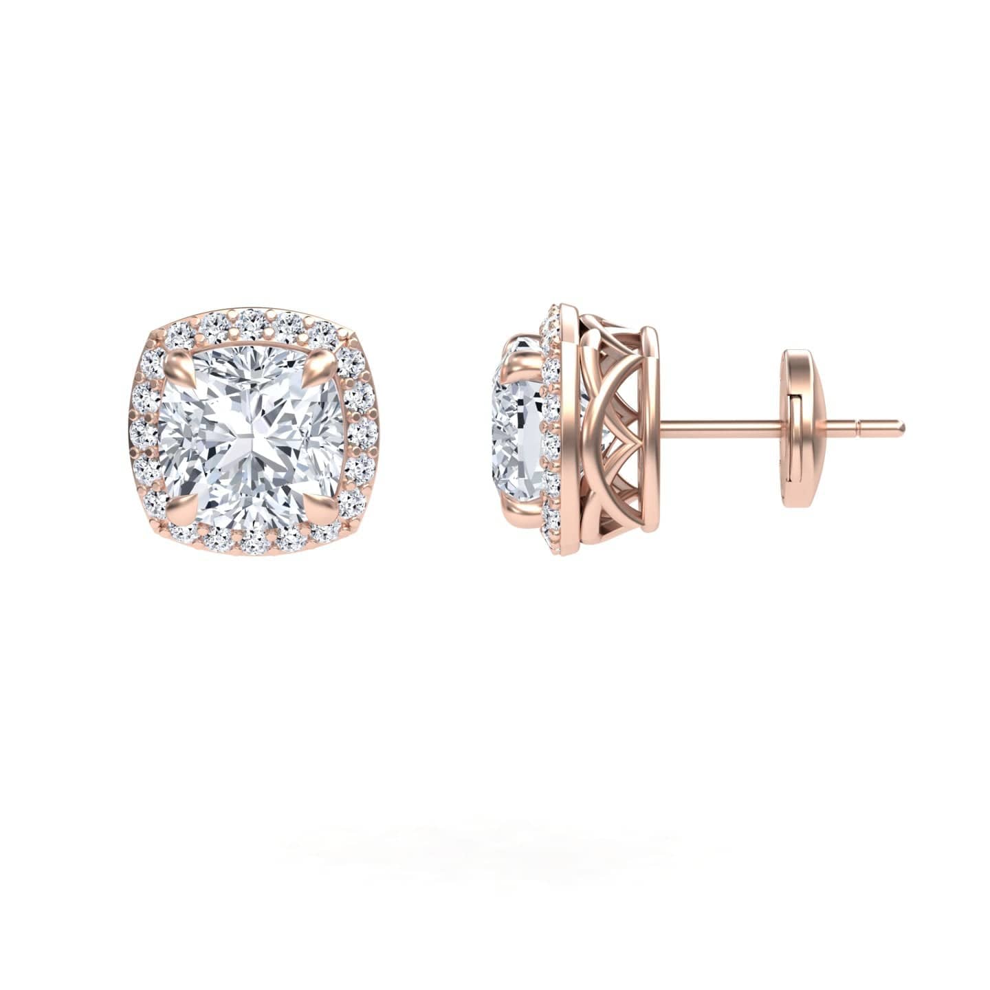 Moissanite & Diamond Halo Earrings - Callie