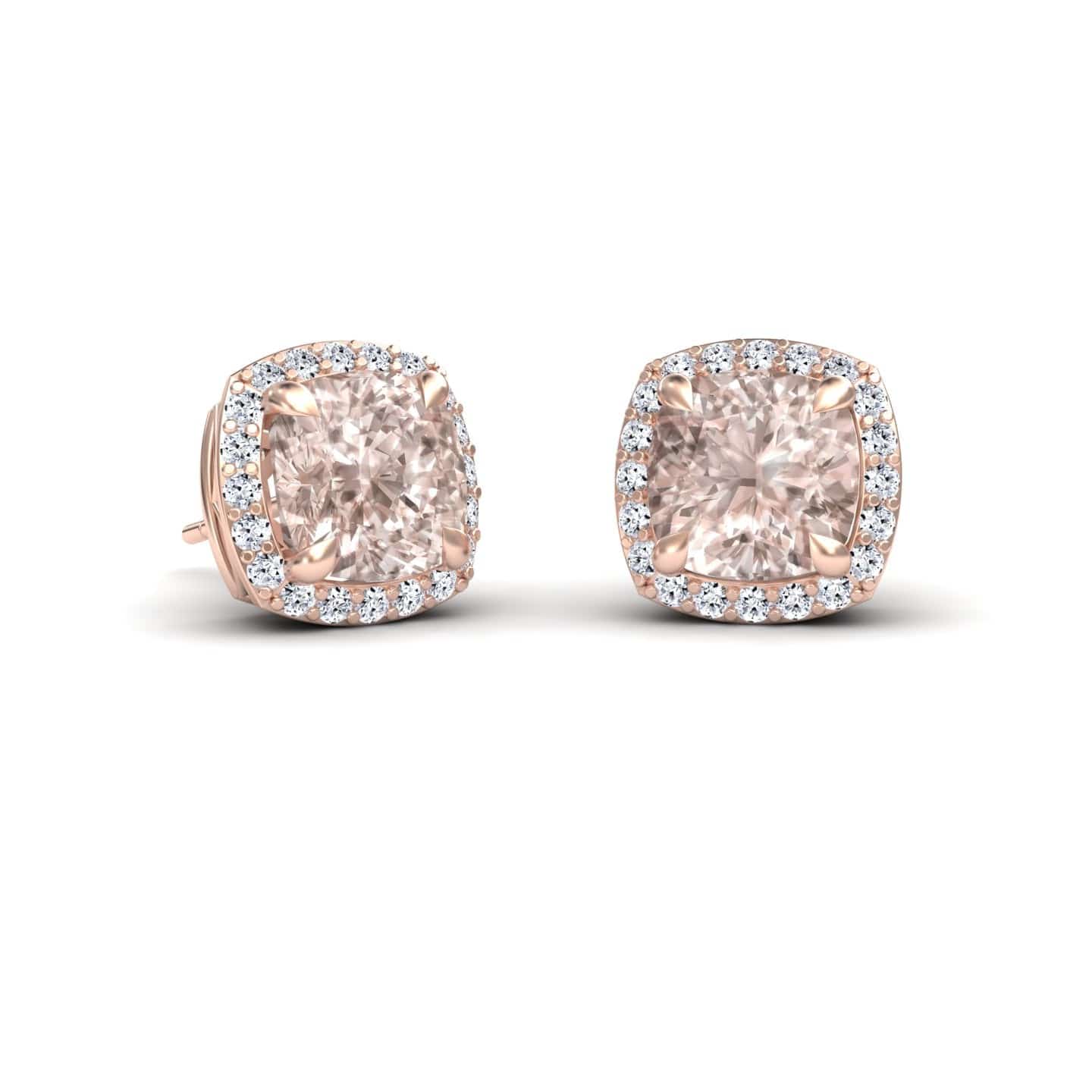 Morganite & Diamond Halo Earrings - Callie