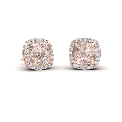 Morganite & Diamond Halo Earrings