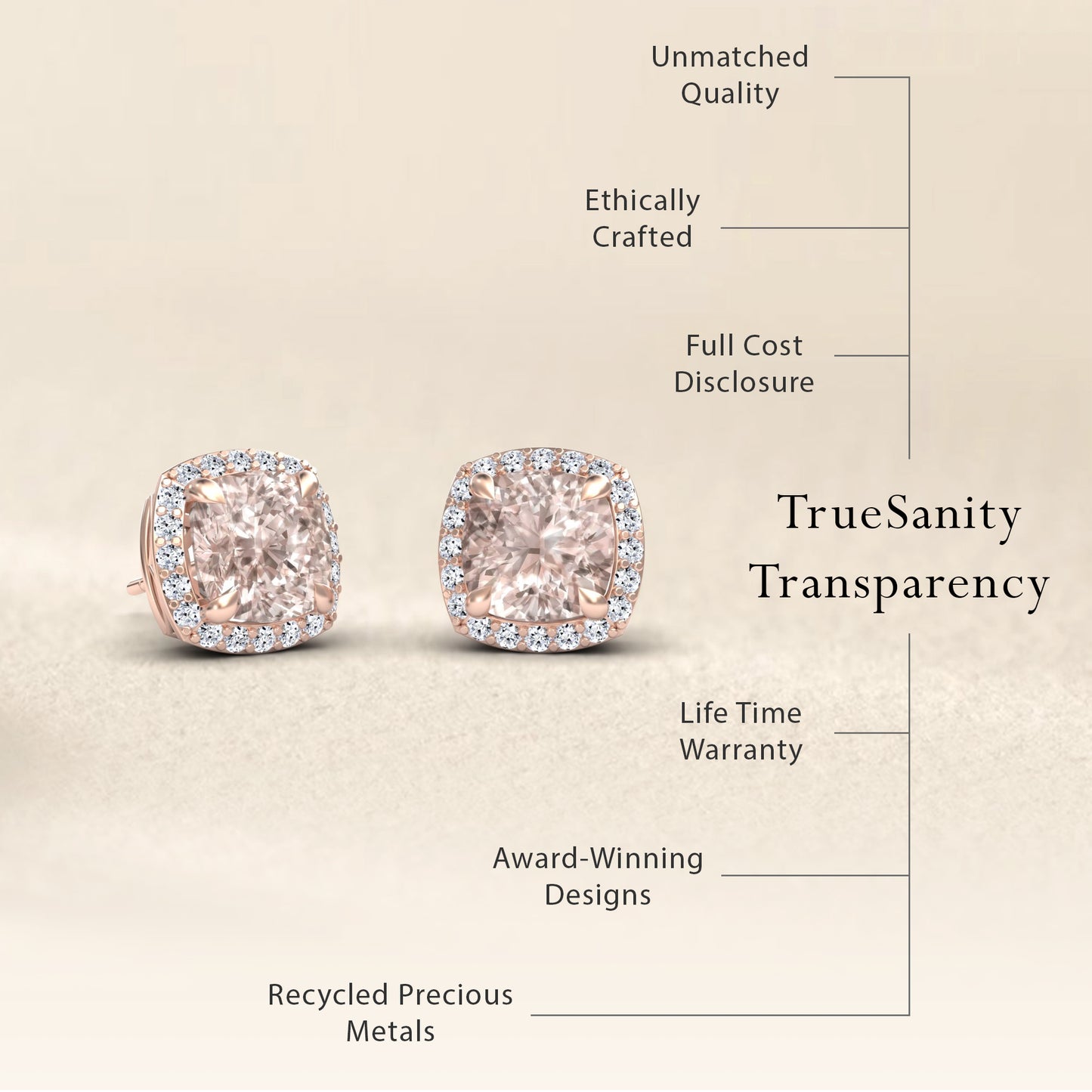 Morganite & Diamond Halo Earrings - Callie
