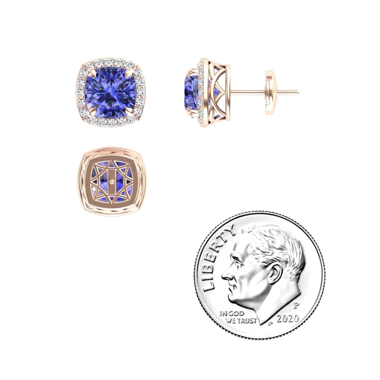 Tanzanite & Diamond Halo Earrings - Callie