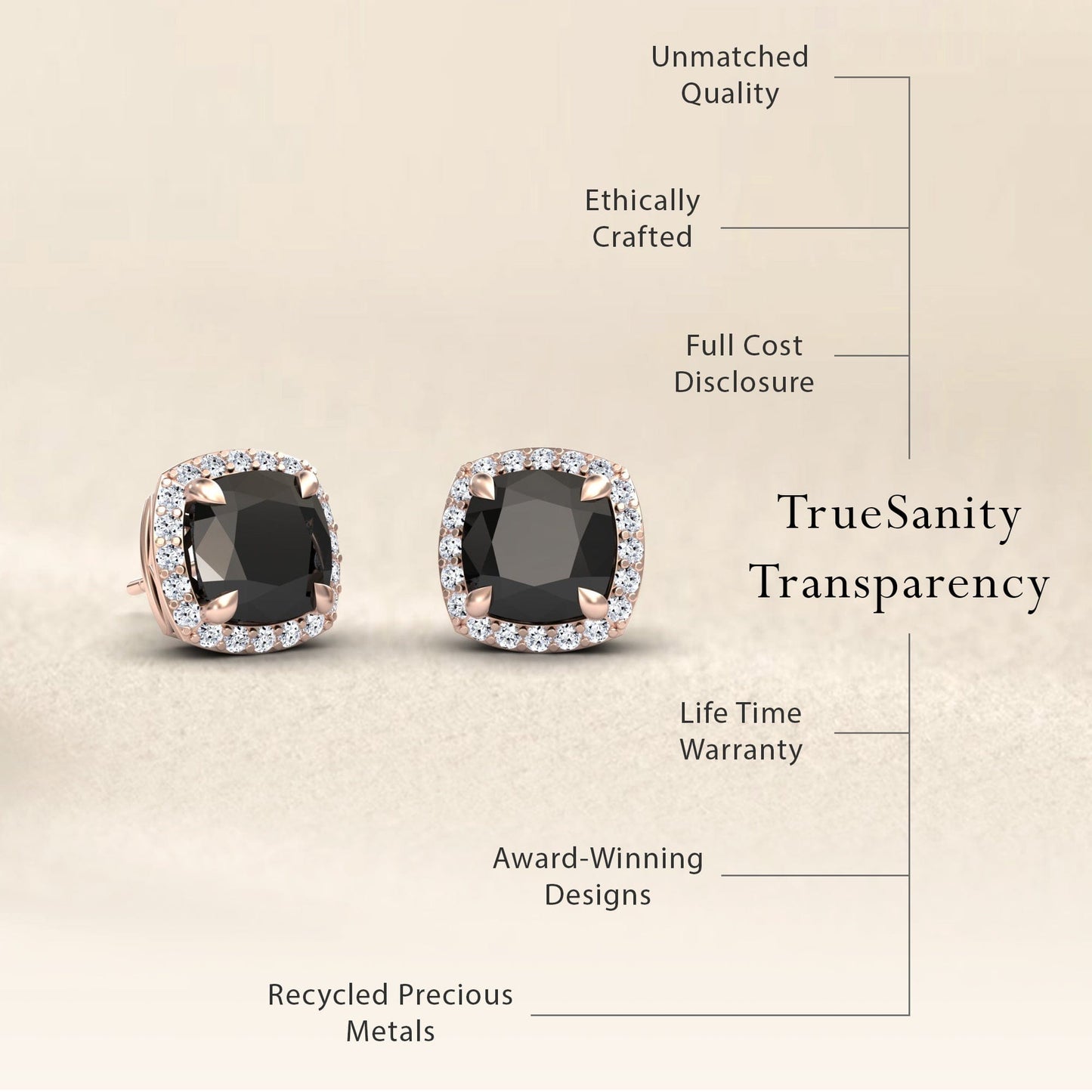 Black & White Diamond Halo Earrings - Callie