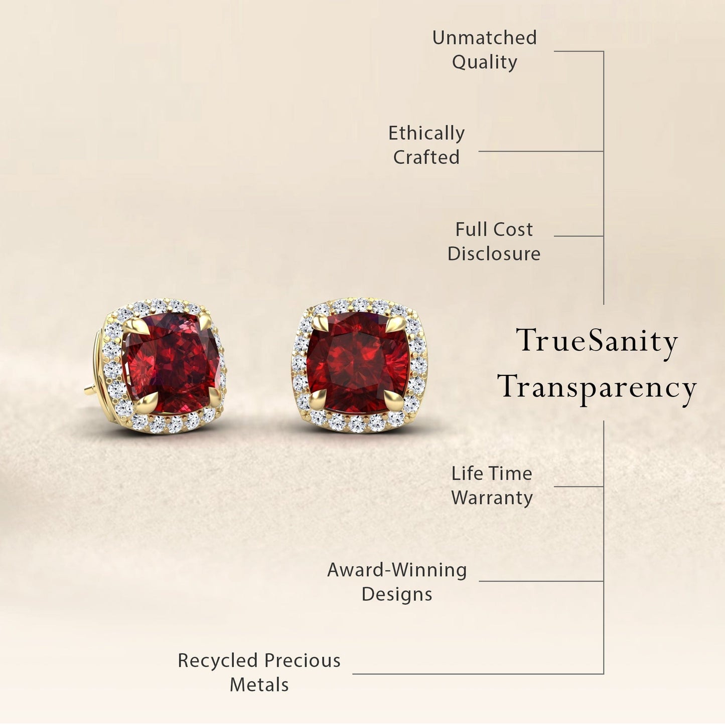 Lab Grown Ruby & Diamond Halo Earrings - Callie