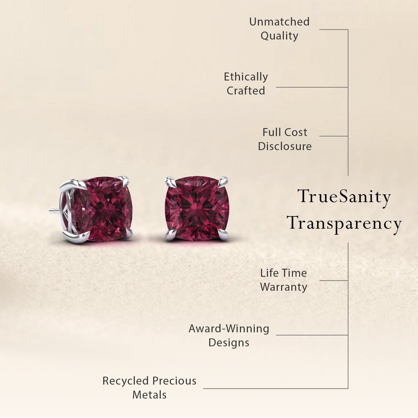 Rhodolite Garnet Stud Earrings - Deborah