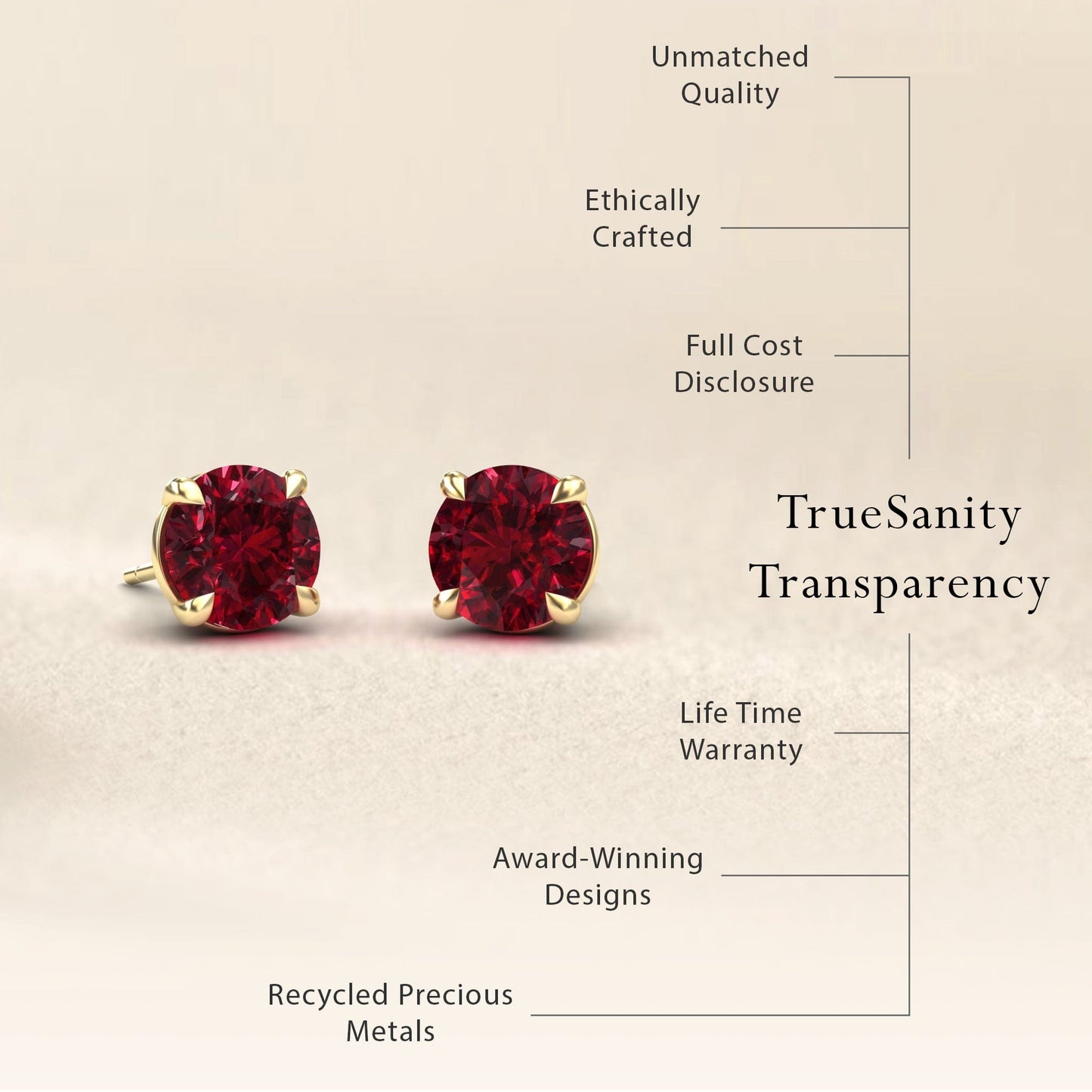 Lab Grown Ruby Stud Earrings - Gauri