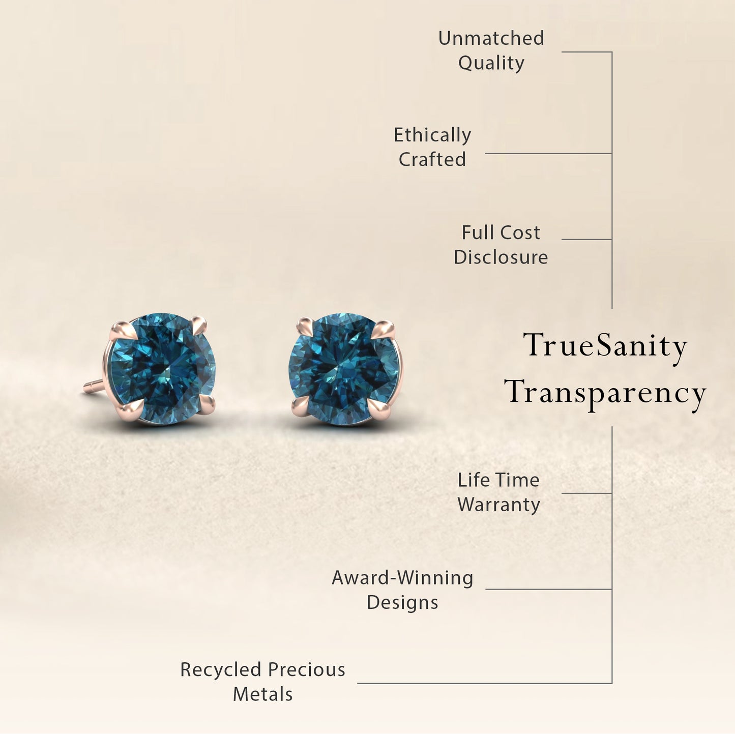Blue Diamond Stud Earrings - Gauri
