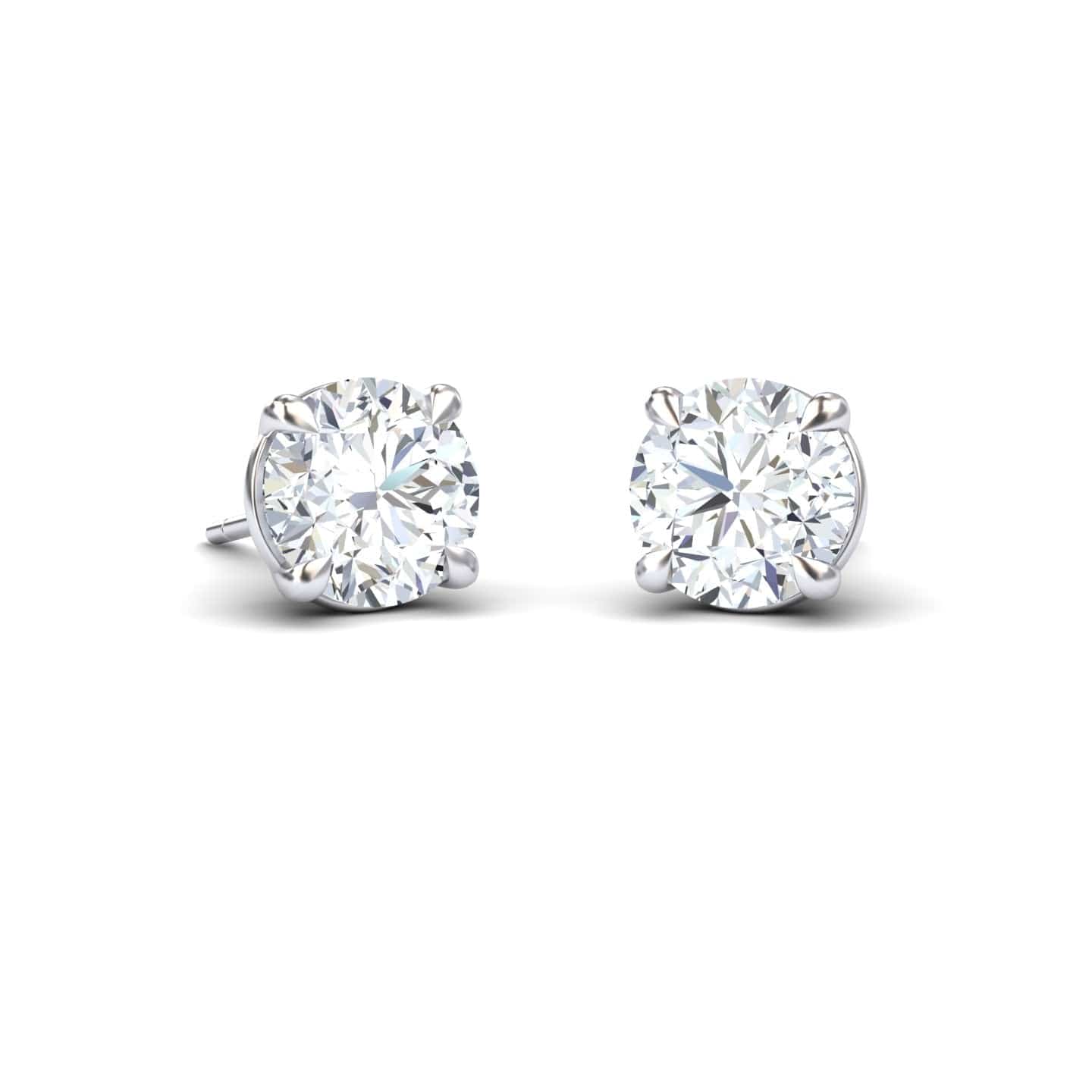 White Diamond Stud Earrings - Gauri