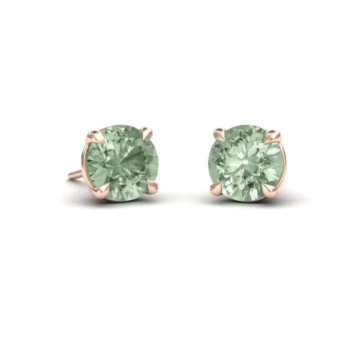 Green Amethyst Stud Earrings - Gauri