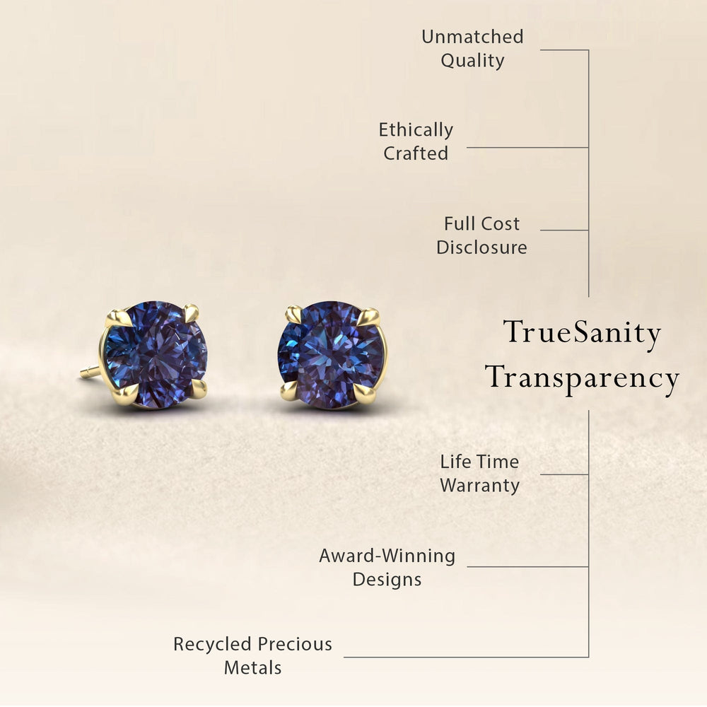 Lab Grown Alexandrite Stud Earrings - Gauri
