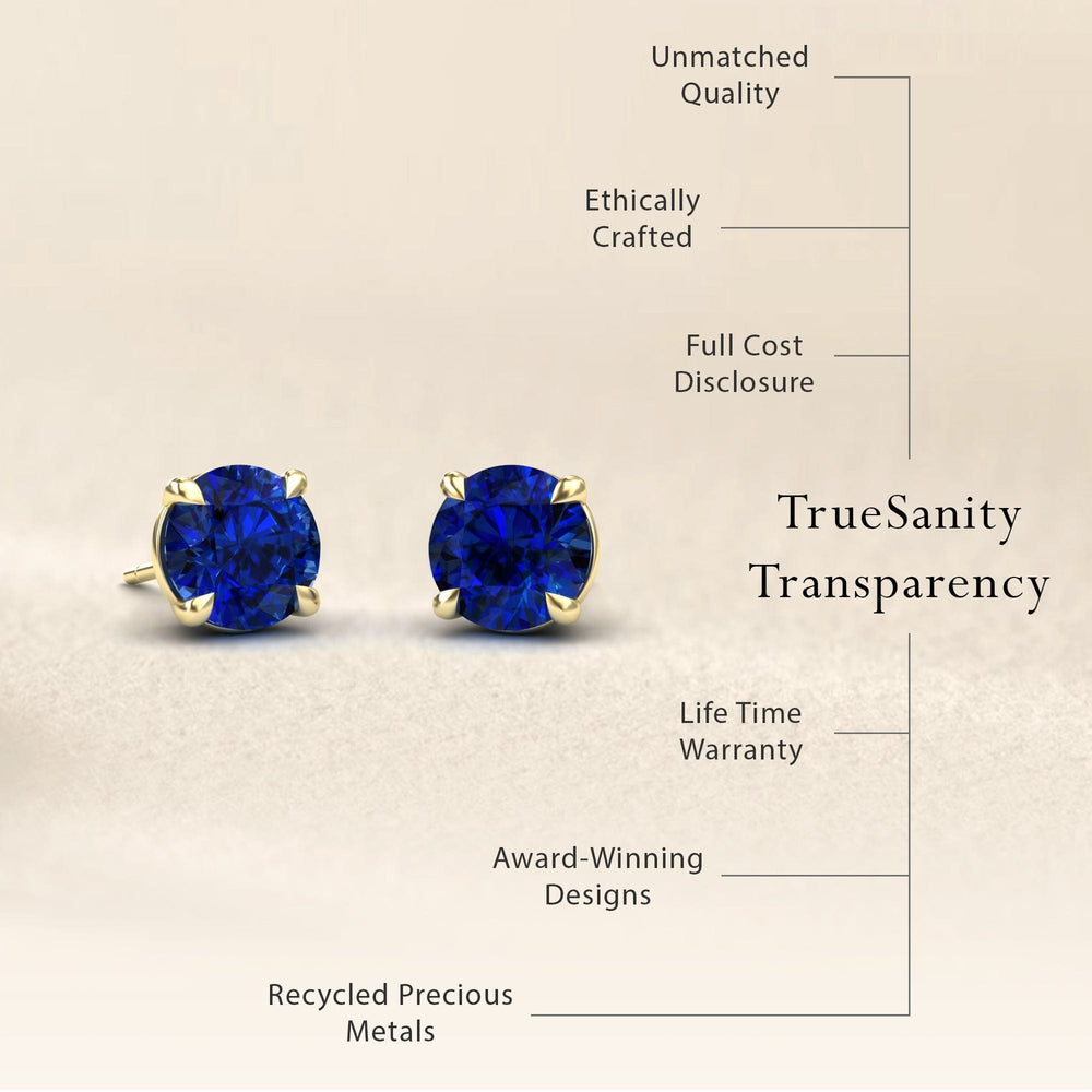 Lab Grown Blue Sapphire Stud Earrings - Gauri