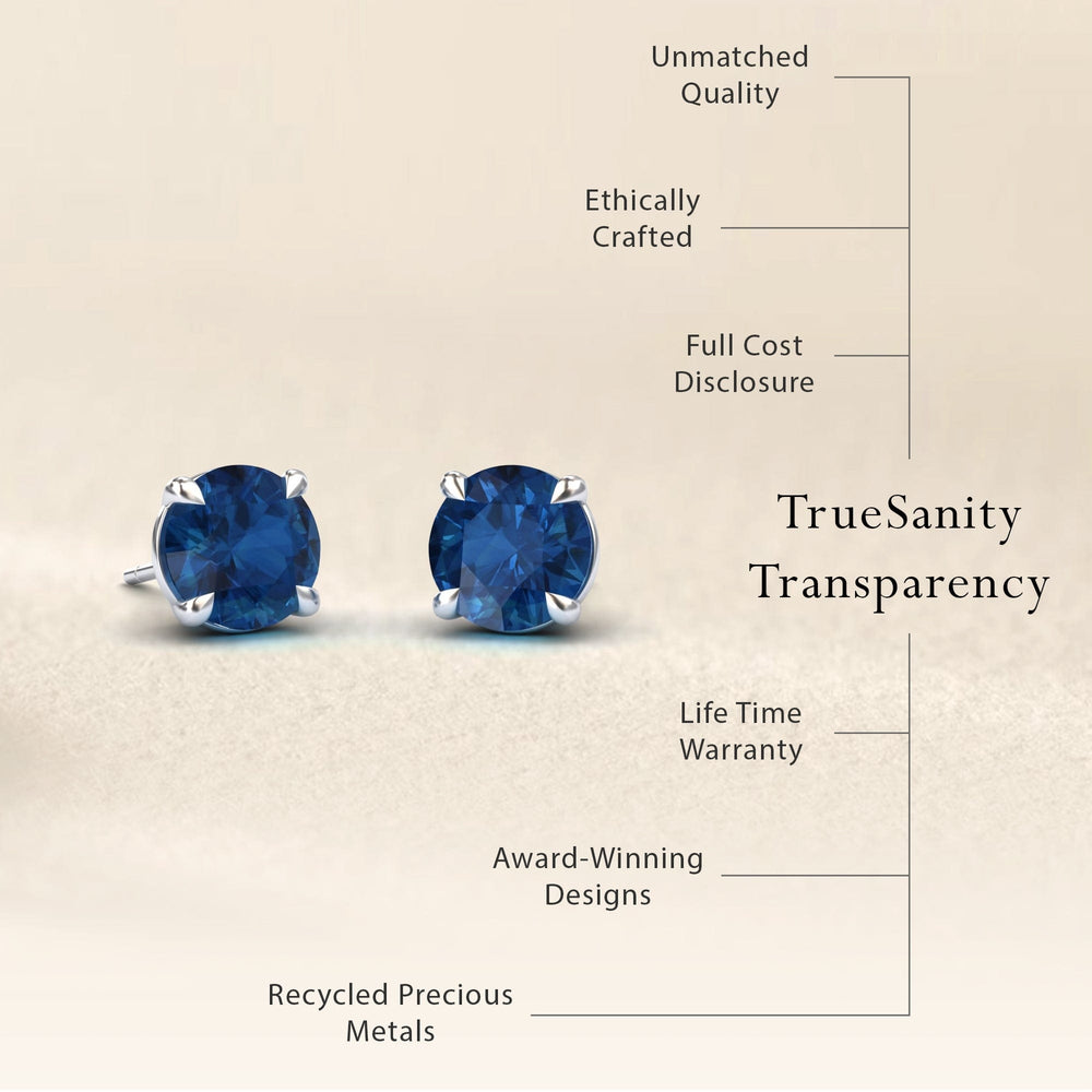London Blue Topaz Solitaire Stud Earrings - Gauri