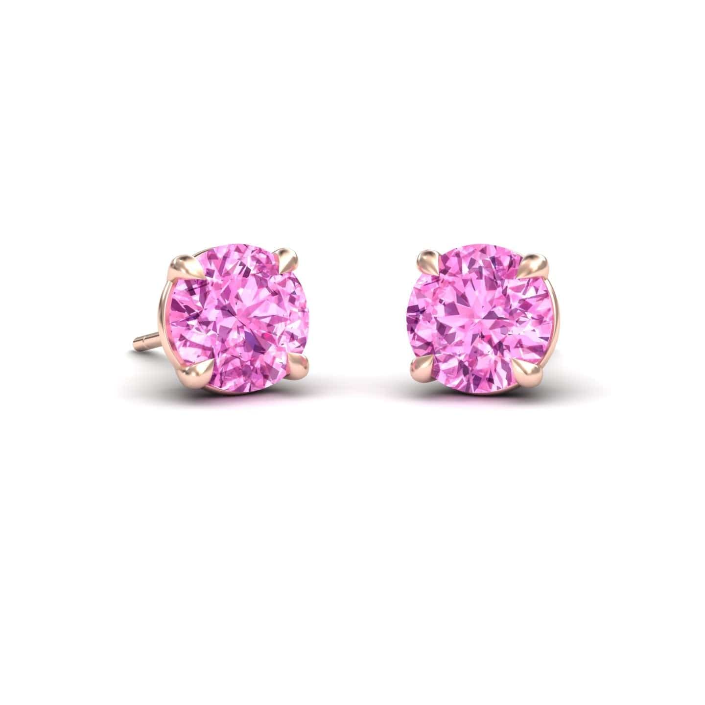 Lab Grown Pink Sapphire Stud Earrings - Gauri