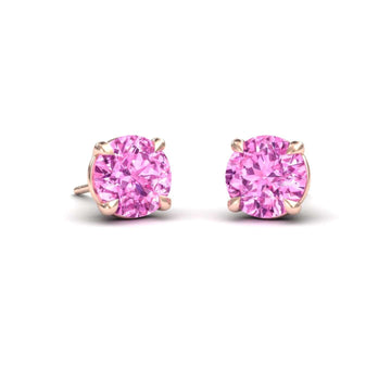 Lab Grown Pink Sapphire Stud Earrings - Gauri