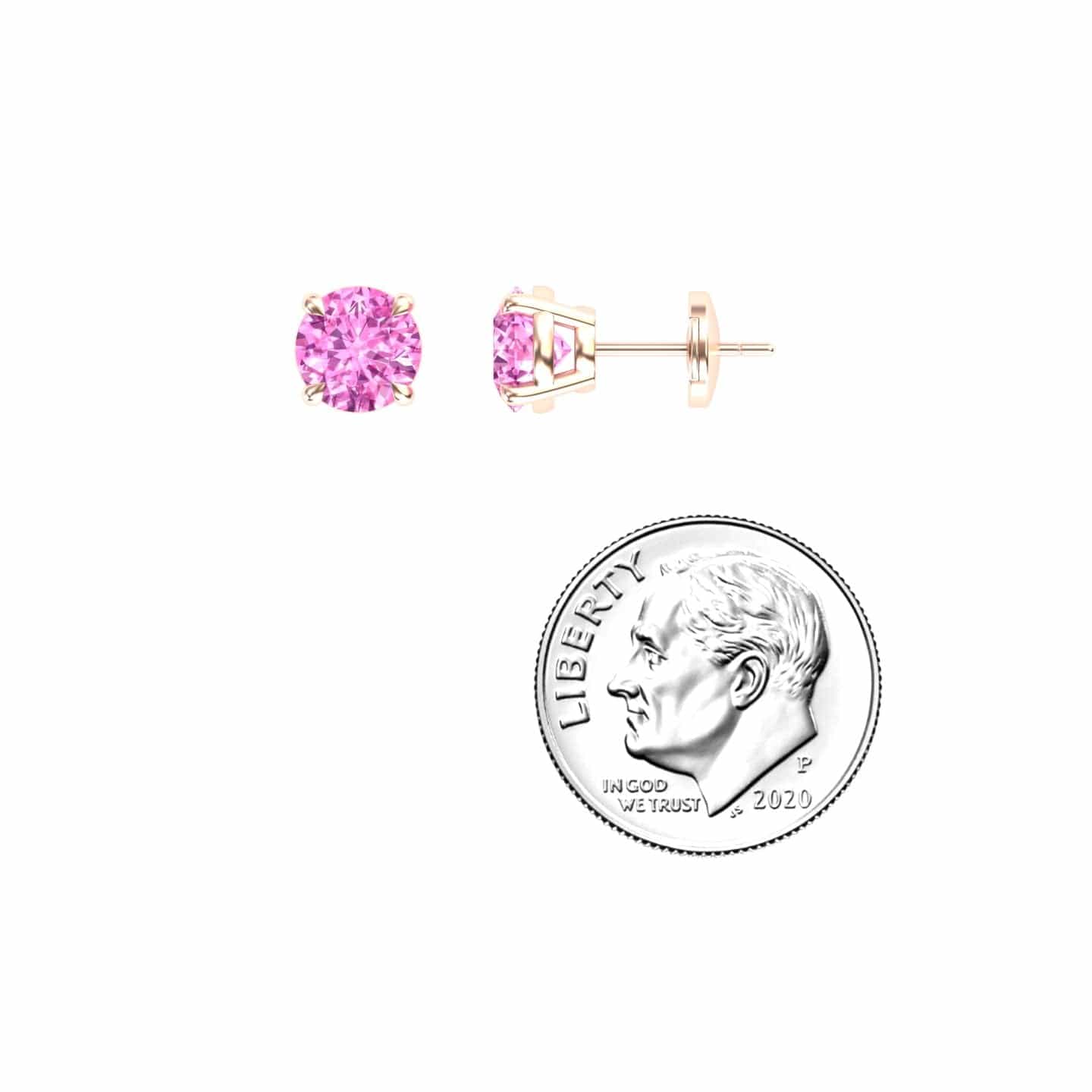 Lab Grown Pink Sapphire Stud Earrings - Gauri