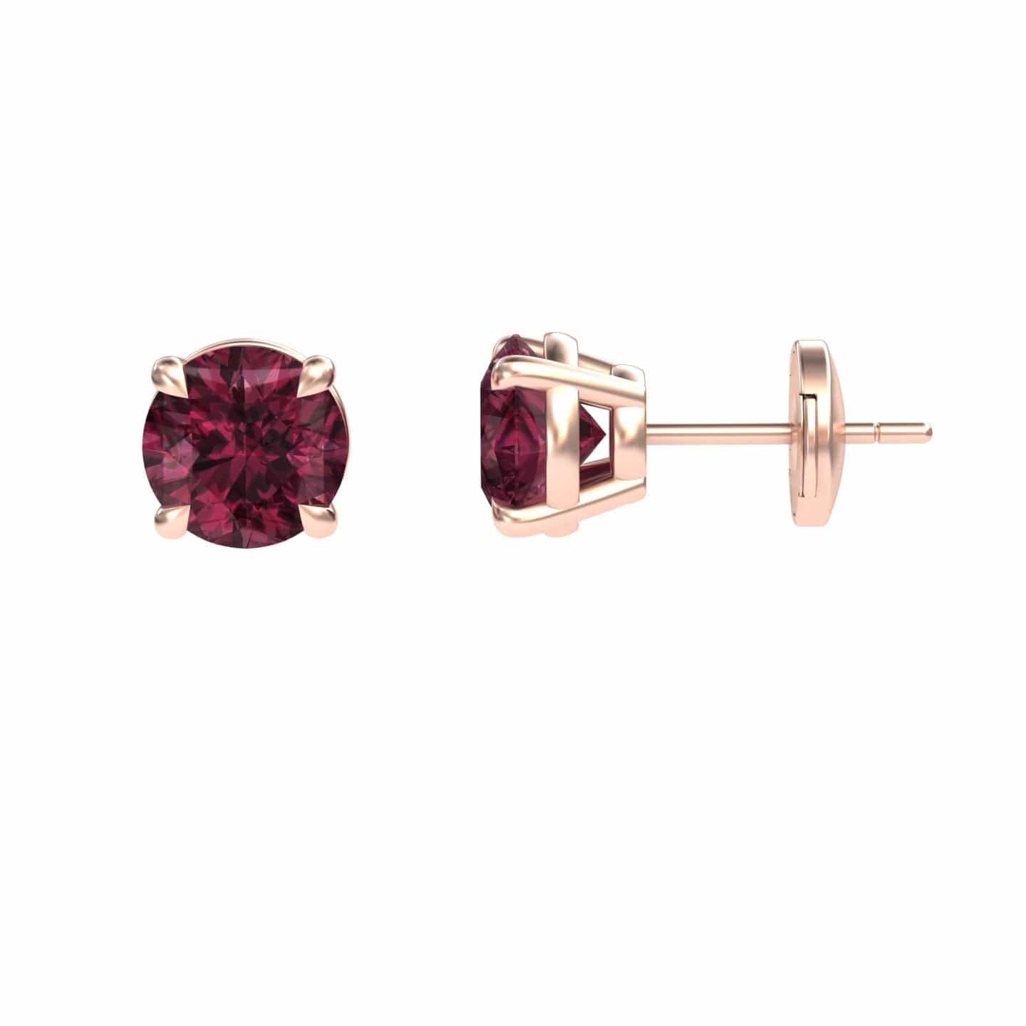 Rhodolite Garnet Stud Earrings - Gauri