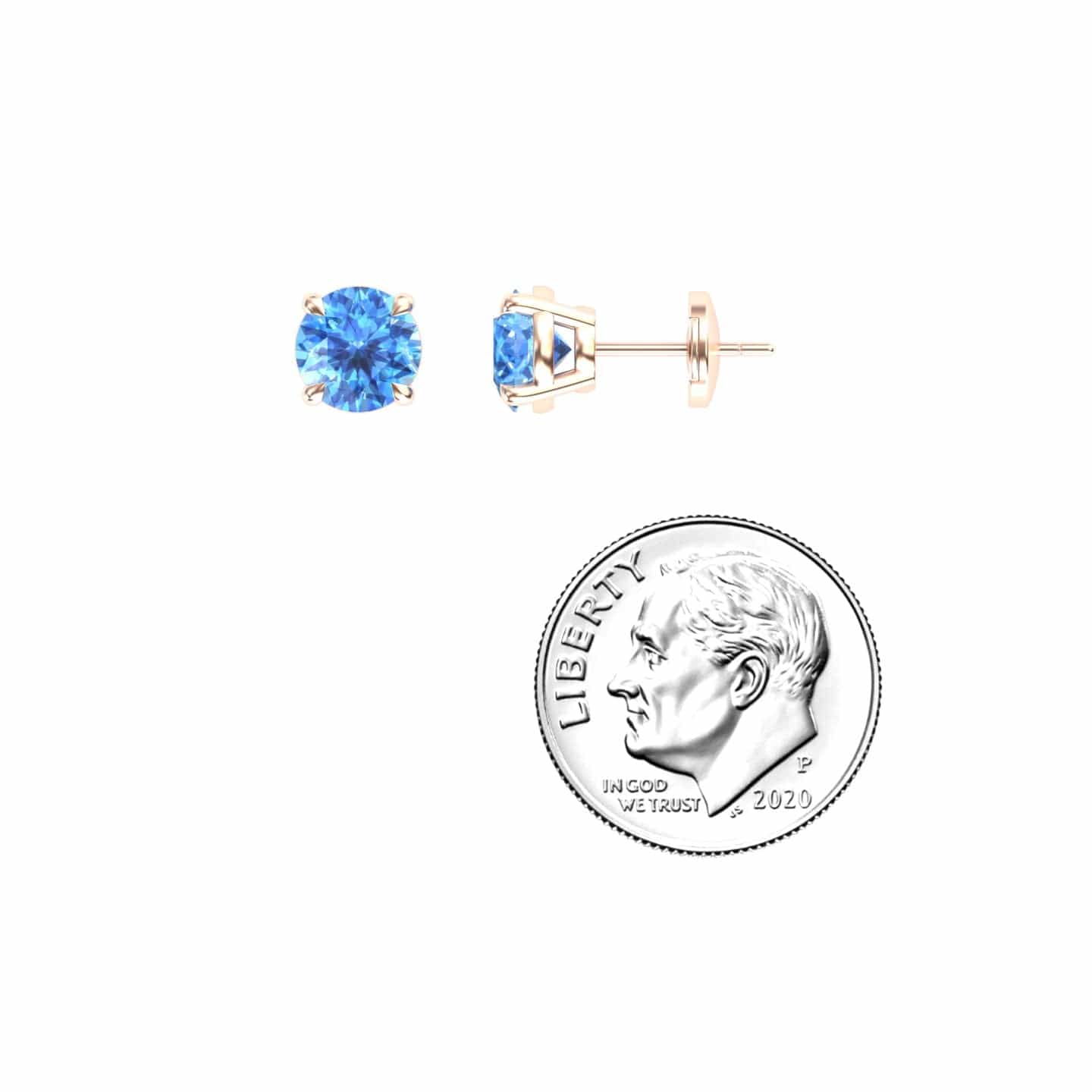 Swiss Blue Topaz Stud Earrings - Gauri