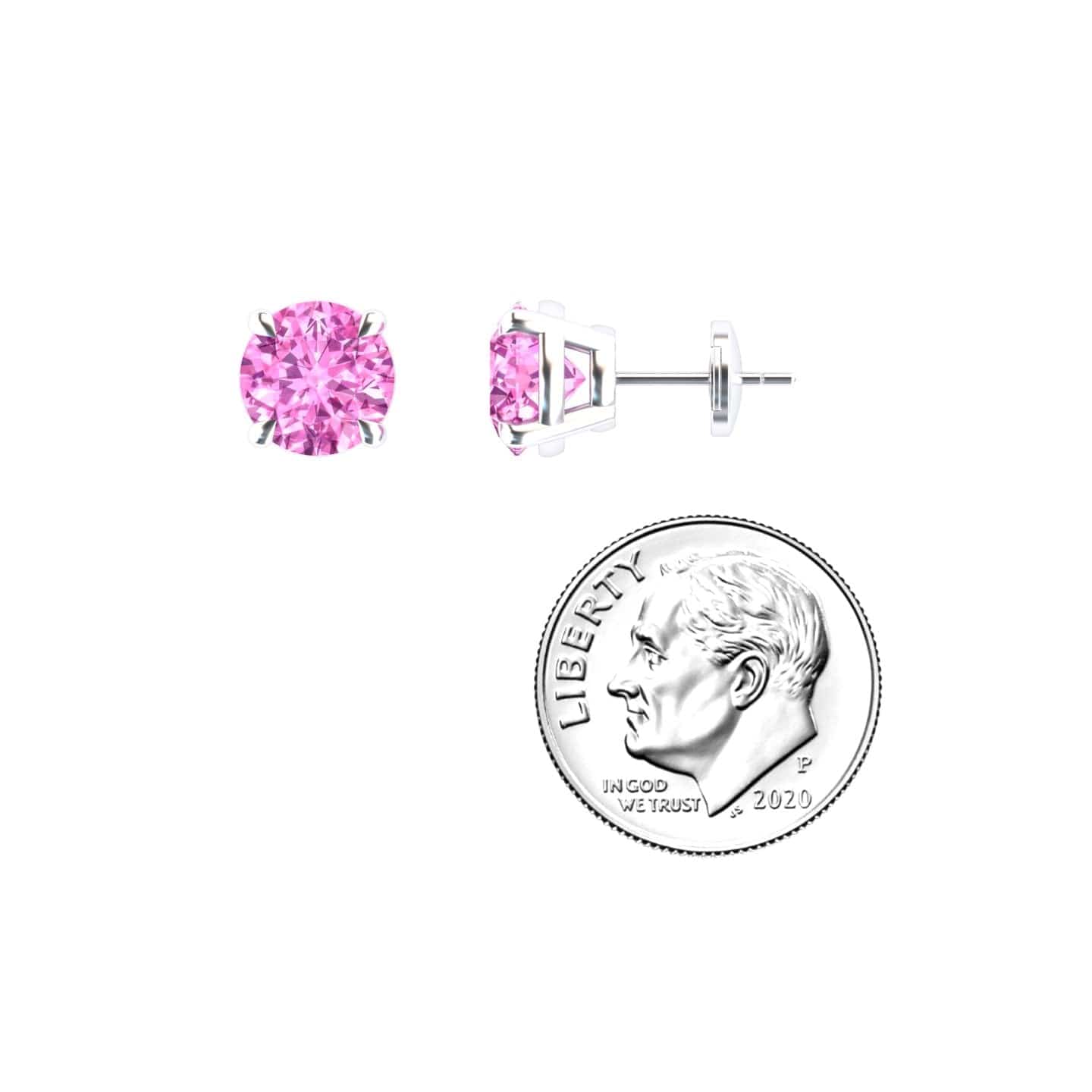 Lab Grown Pink Sapphire Stud Earrings - Helena