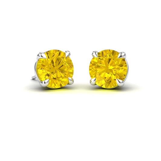 Lab Grown Yellow Sapphire Stud Earrings - Helena