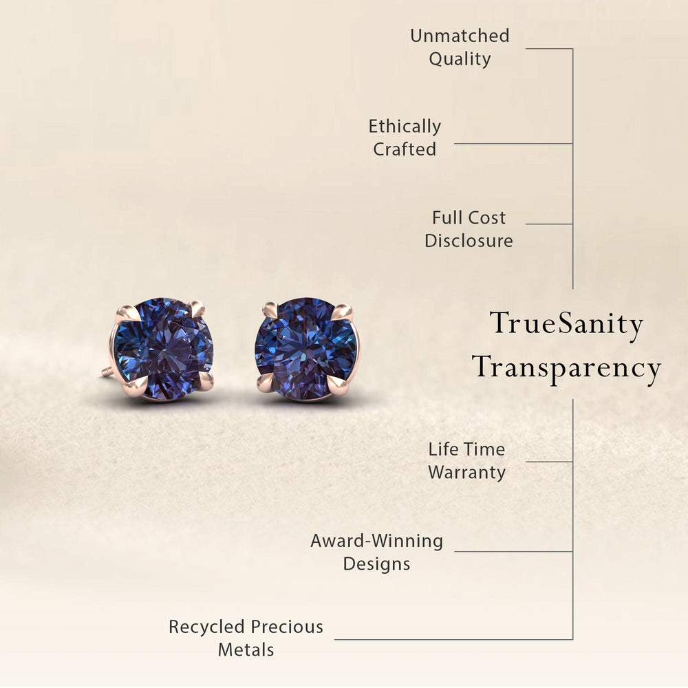 Lab Grown Alexandrite Stud Earrings - Helena