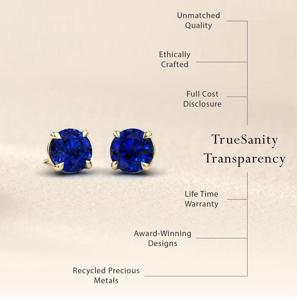 Lab Grown Blue Sapphire Stud Earrings - Helena