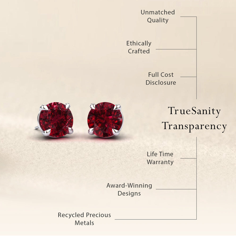 Lab Grown Ruby Stud Earrings - Helena