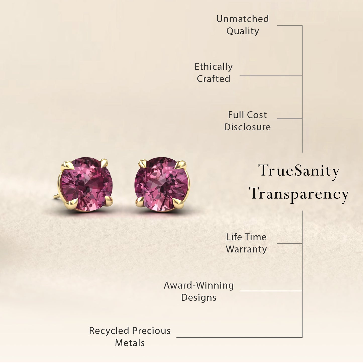 Pink Tourmaline Stud Earrings - Helena