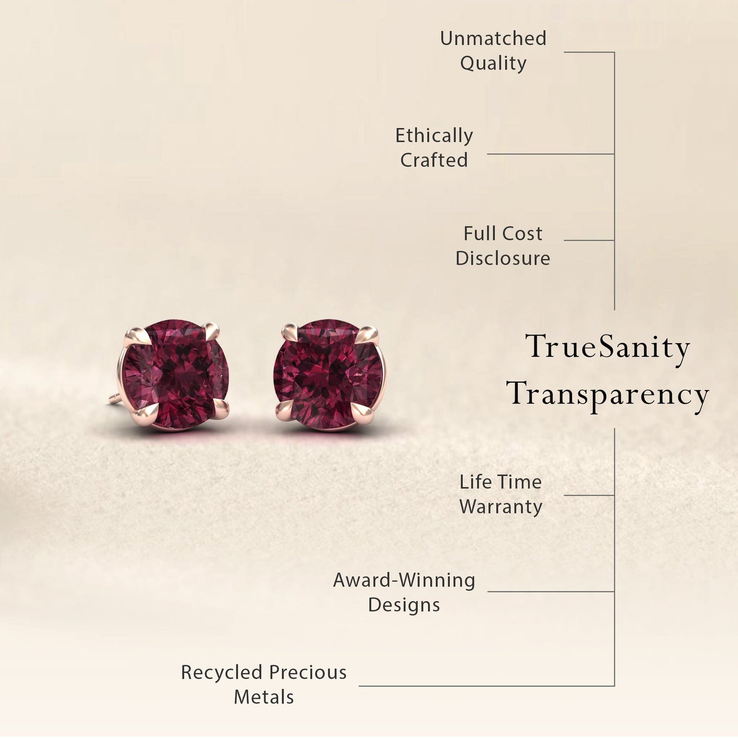 Rhodolite Garnet Stud Earrings - Helena
