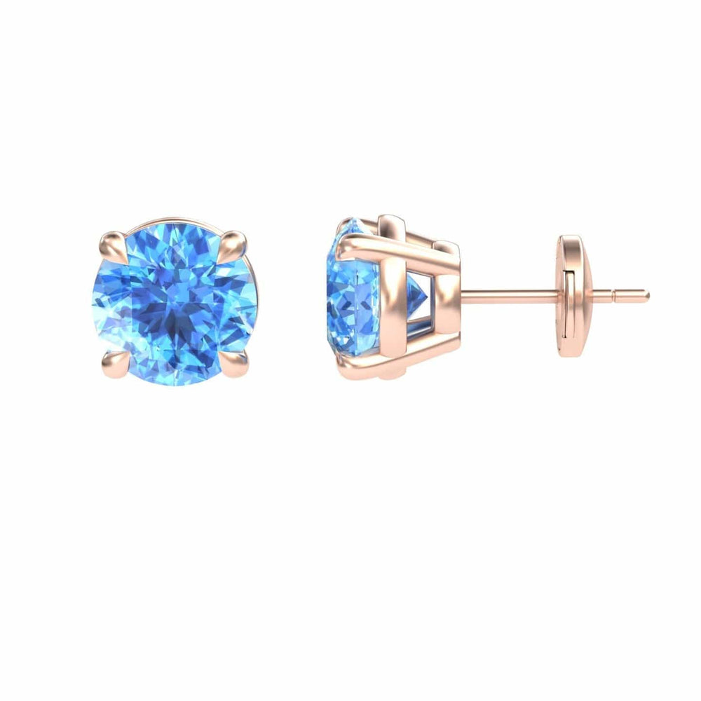 Swiss Blue Topaz Stud Earrings - Helena