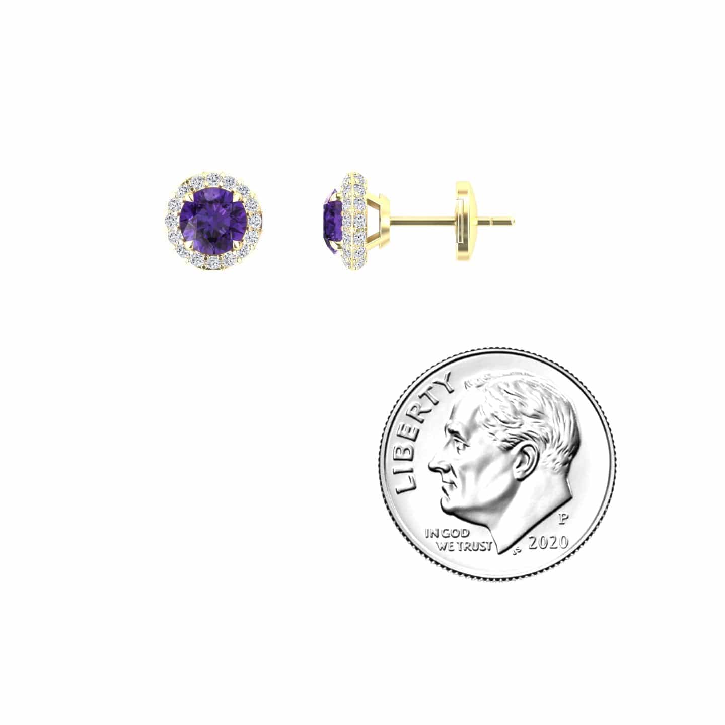 Amethyst & Diamond Halo Earrings - Jing