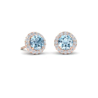 Aquamarine & Diamond Halo Earrings - Jing