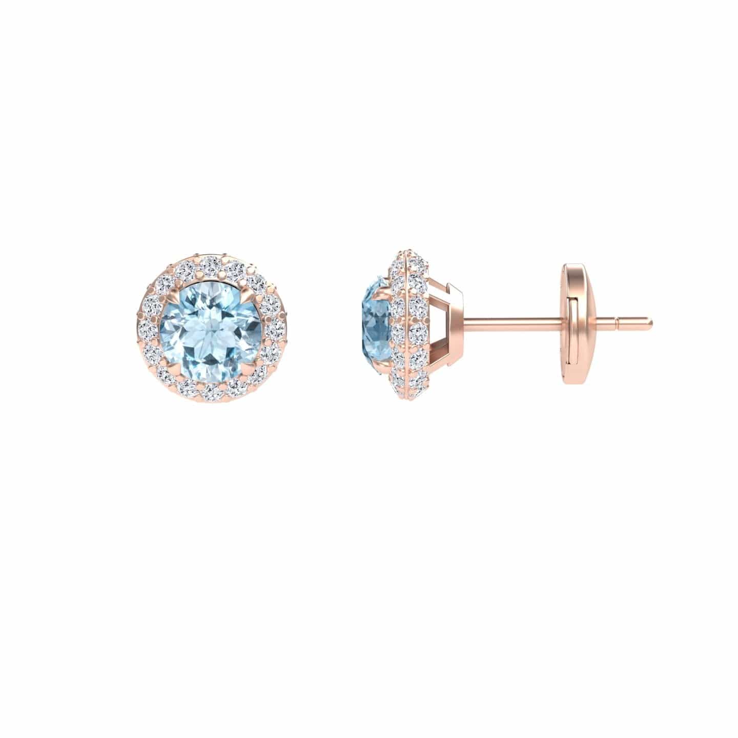 Aquamarine & Diamond Halo Earrings - Jing