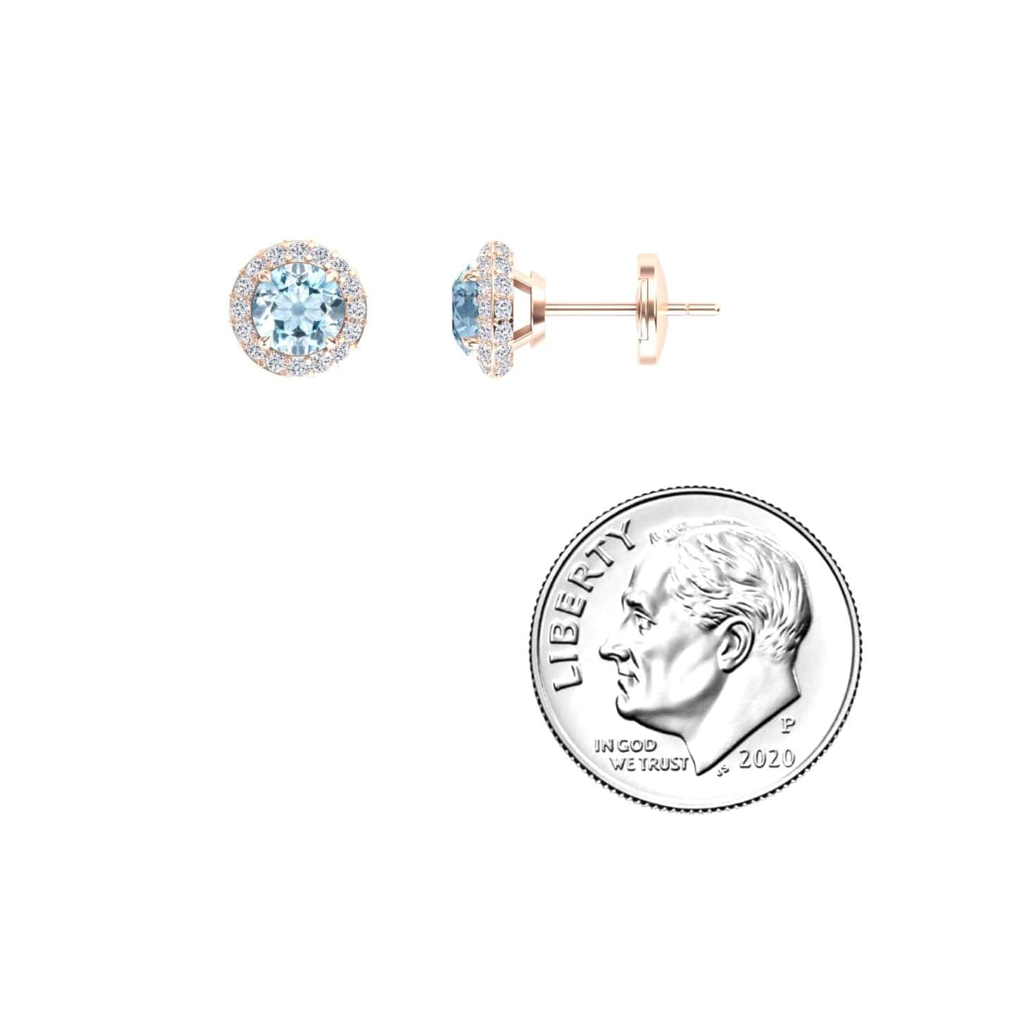 Aquamarine & Diamond Halo Earrings - Jing