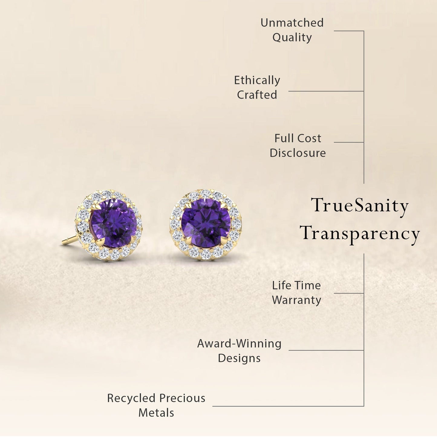Tanzanite & Diamond Halo Earrings - Jing