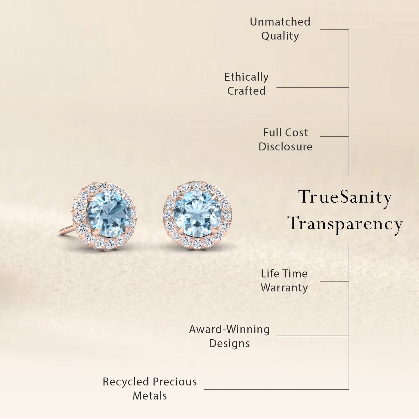 Aquamarine & Diamond Halo Earrings - Jing
