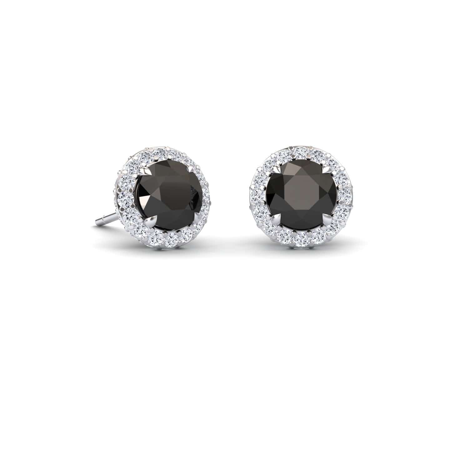 Black & White Diamond Halo Earrings - Jing