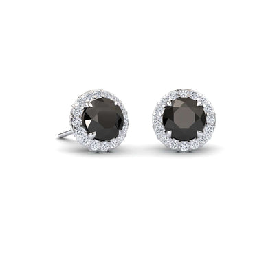 Black & White Diamond Halo Earrings