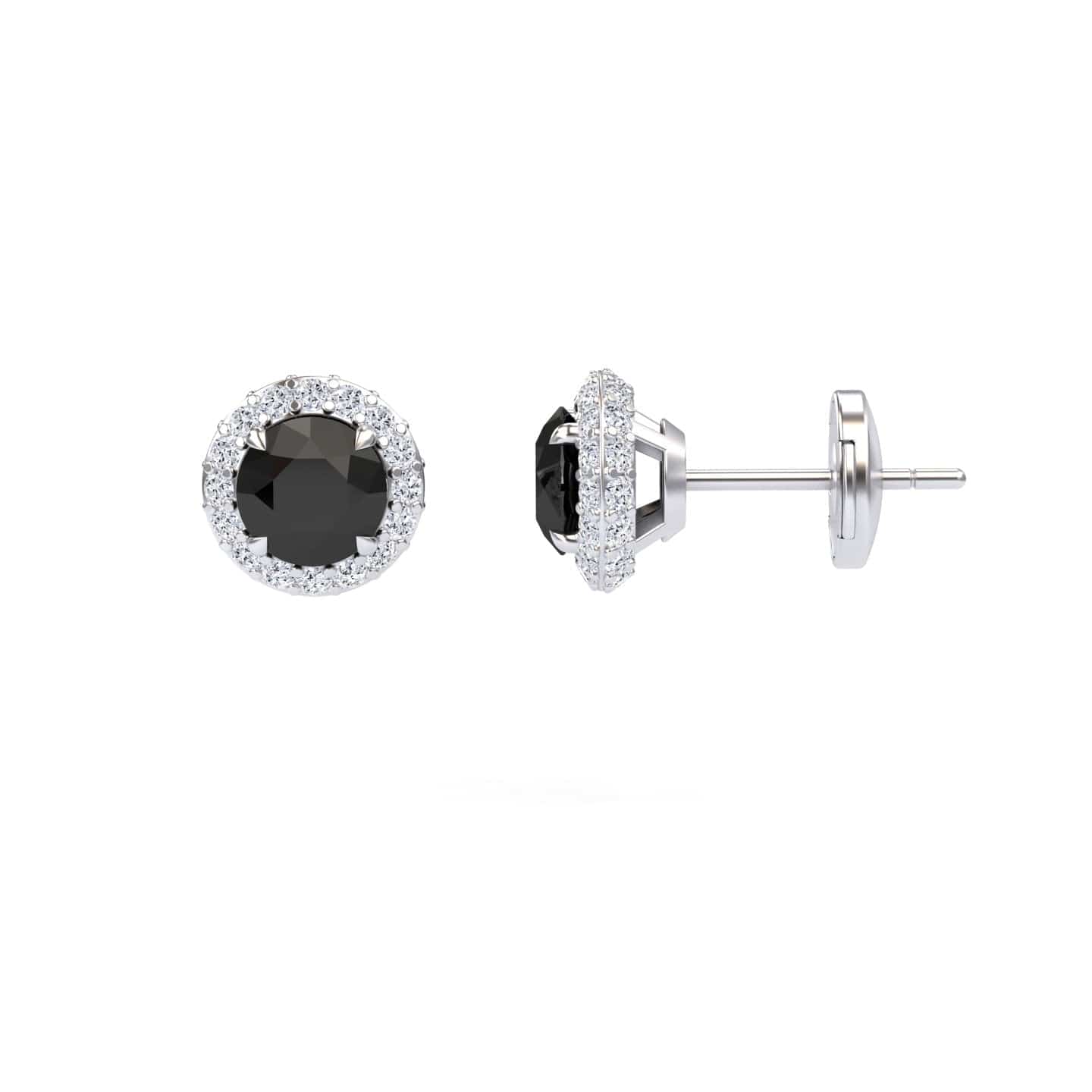 Black & White Diamond Halo Earrings - Jing