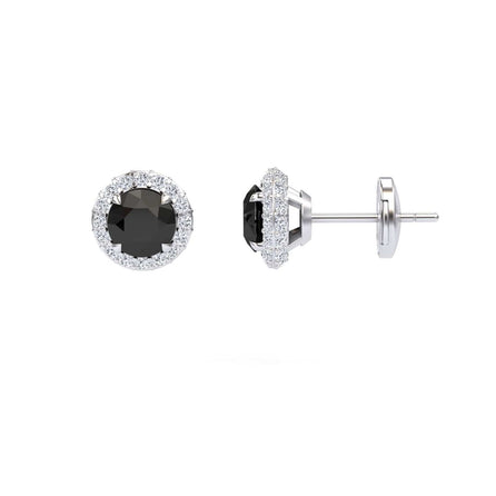 Black & White Diamond Halo Earrings - Jing