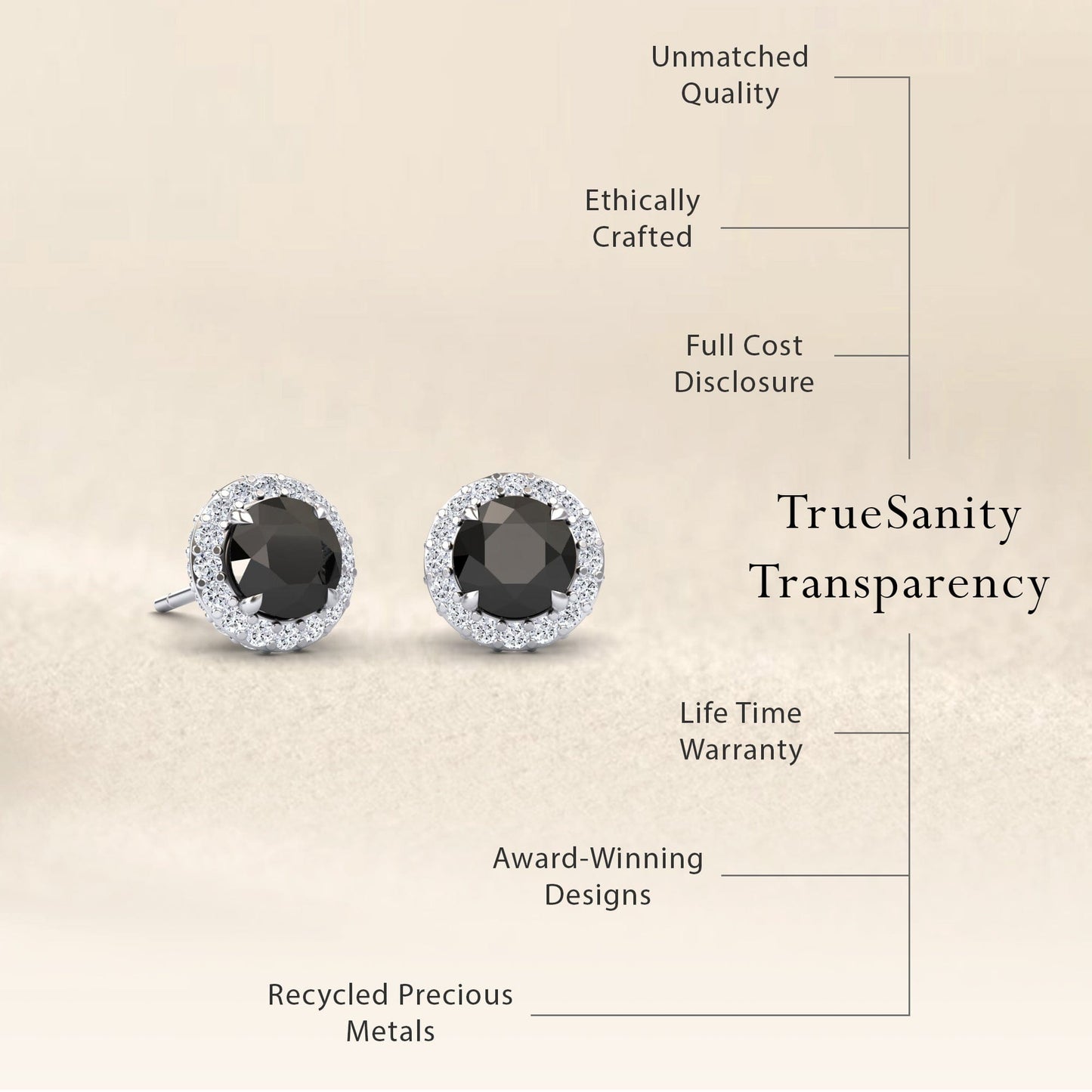 Black & White Diamond Halo Earrings - Jing