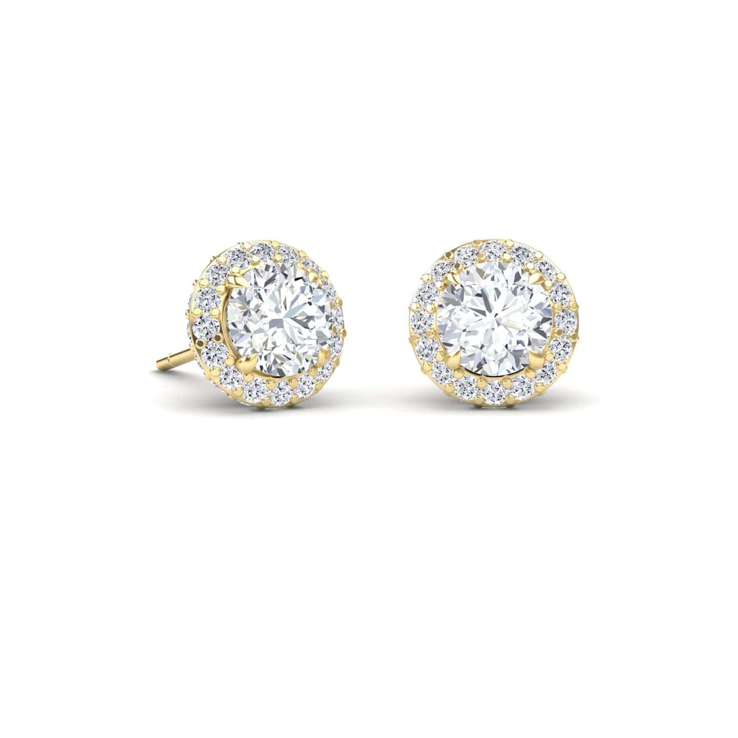 White Diamond Halo Earrings - Jing