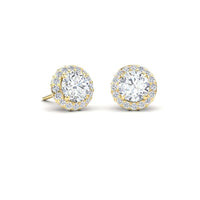 White Diamond Halo Earrings - Jing