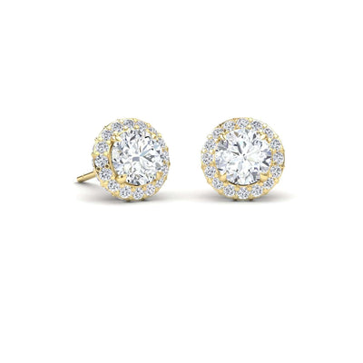 White Diamond Halo Earrings